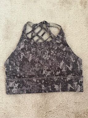 Lululemon Free to Be Wild High-Neck Longline Snake-Print Sports Bra